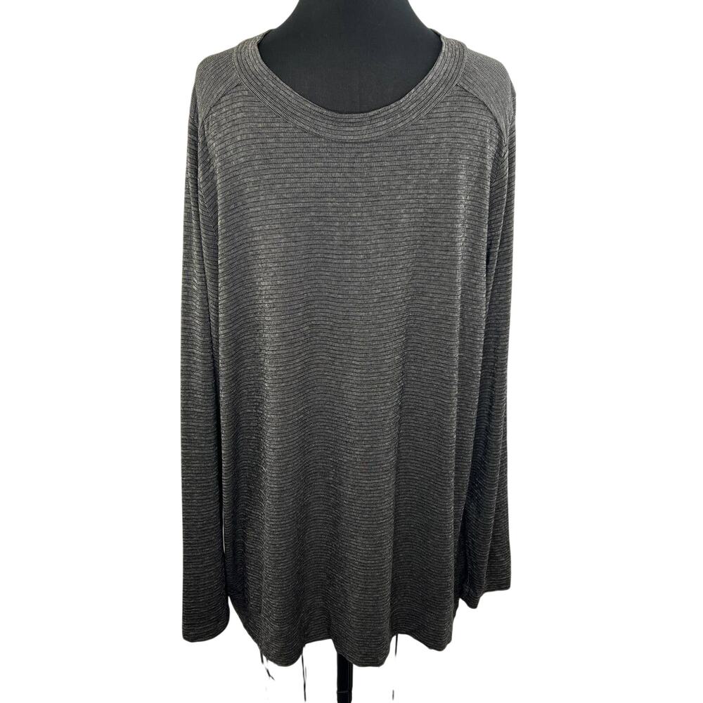 Oska Heathered Gray Round Neck Long Raglan Sleeve Casual Pullover Top Size 4